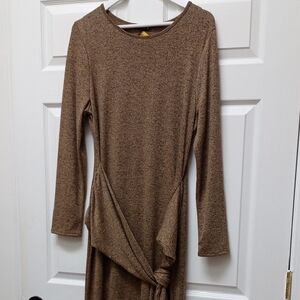 Chic Long Sleeve Brown Dress